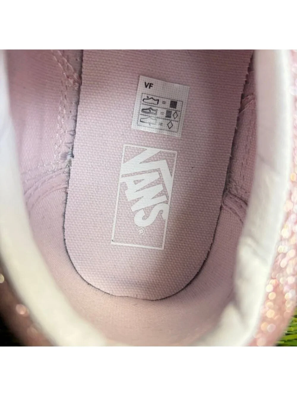 Vans Old Skool Girls Size 6.5Y Pink Glitter Athletic Skateboard Shoes Sneakers